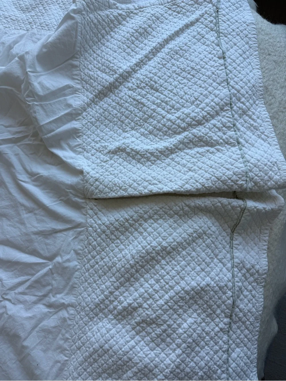 Restoration hardware baby & child matelasse crib Skirt with Light green Trim
